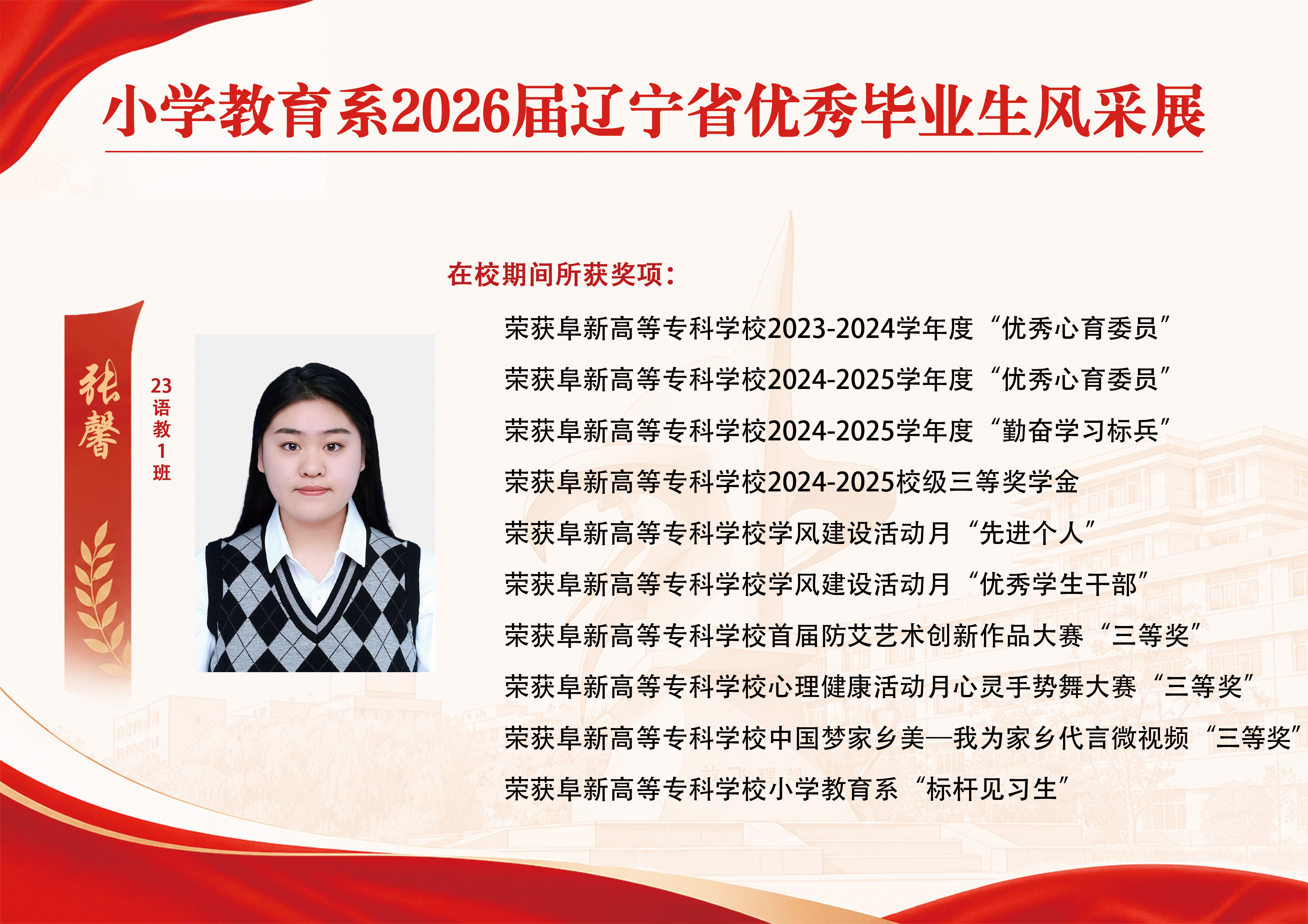 阜新高等专科学校小学教育系2026届辽宁省优秀毕业生风采展